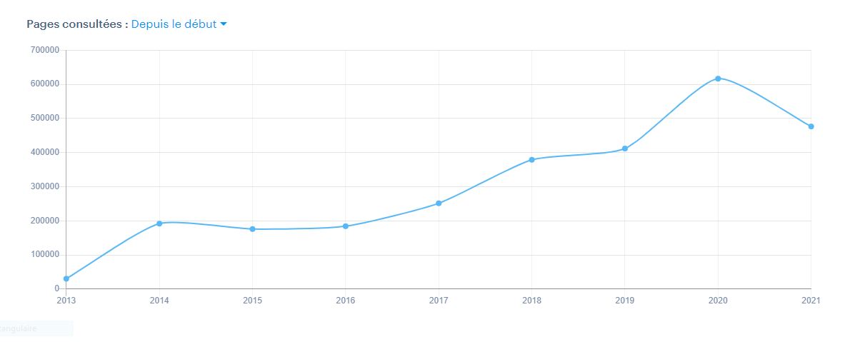 NOMBRE DE PAGES CONSULTEES CHAQUE ANNEE DEPUIS 2013